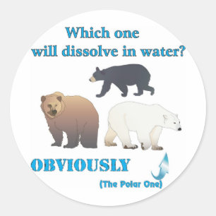 Sticker Rond Lequel va se dissoudre dans l'eau Polar Chimie