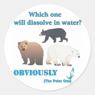Sticker Rond Lequel va se dissoudre dans l'eau Polar Chimie