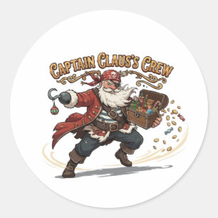 Sticker Rond L'équipage du capitaine Noël pirate de Noël