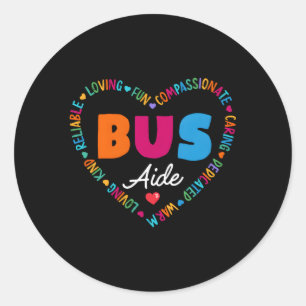 Sticker Rond L'Équipe D'Aide-Bus Revient À L'École Pour L'Équip