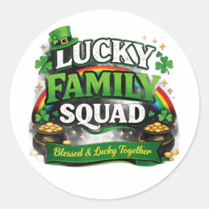 Sticker Rond L'équipe de la famille chanceuse Shamrock irlandai