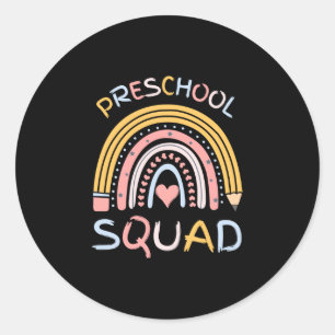 Sticker Rond L'équipe de maternelle hommes mignonne rétro rentr