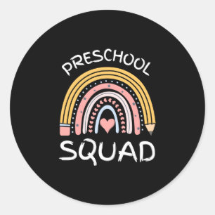Sticker Rond L'équipe de maternelle hommes mignonne rétro rentr