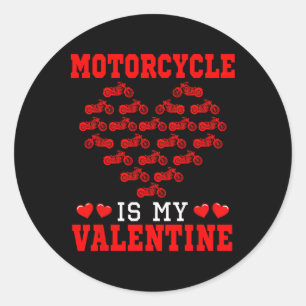 Sticker Rond L'équipe de pilote de moto est mon cœur mignon de