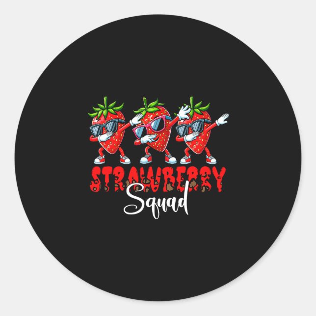 Sticker Rond l'équipe fraise trois faisant des strawberries dab (Devant)
