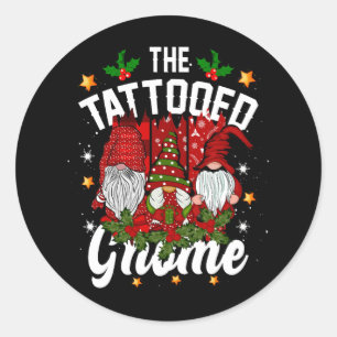 Sticker Rond L'Équipe Gnome Tatouée Correspond À Noël De Famill