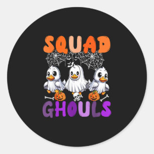 Sticker Rond L'équipe Halloween de goules trois canards mignons