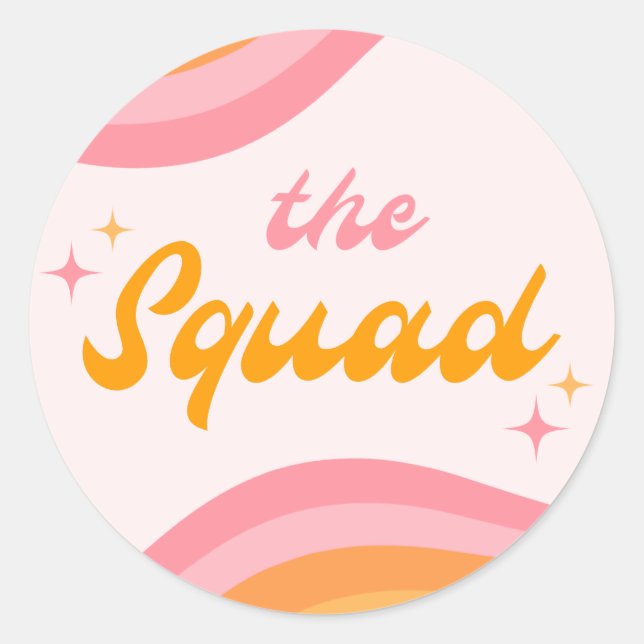 Sticker Rond L'Équipe Rose et orange funky (Devant)