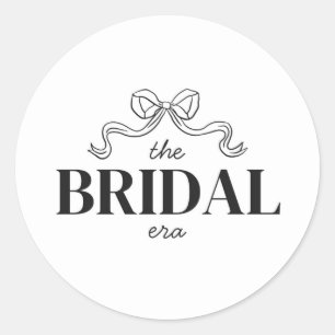Sticker Rond L'Ère du Mariage Croquis de Ruban à Nœud Lavis M
