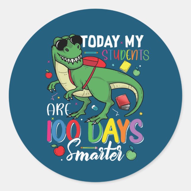 Sticker Rond Les 100 Jours Mignons Les Étudiants Sont Plus Inte (Devant)