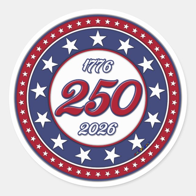 Sticker Rond Les 250 ans d'Amérique (Devant)
