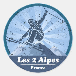 Sticker Rond Les 2 Alpes Station de Ski - Ski