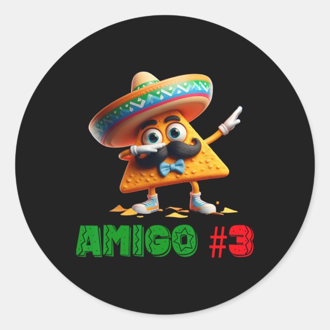 Sticker Rond Les 3 Amigos Cinco De Mayo Amigo #3 Group Ma (Devant)
