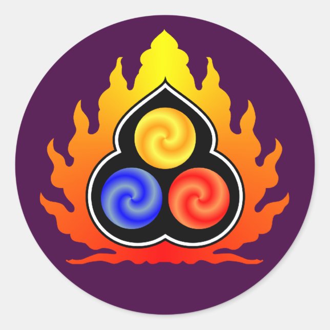 Sticker Rond Les 3 Bijoux - taoïsme / Tao Te Ching / Lao Tzu (Devant)