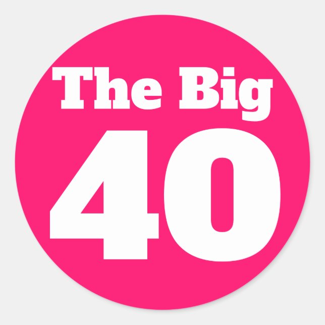 Sticker Rond Les 40 ans Grand Anniversaire Rose (Devant)