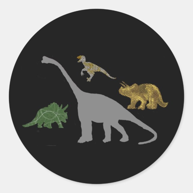 Sticker Rond Les 4 Dinos (Devant)