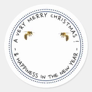 Sticker Rond Les abeilles et les Bluebells Vintages Très Joyeux