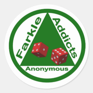 Sticker Rond Les accros du farkle Anonymous