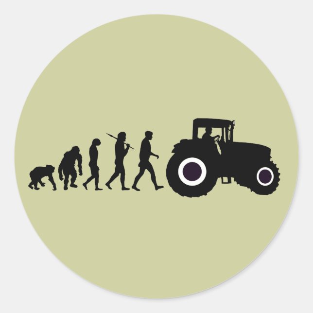 Sticker Rond Les agriculteurs Évolution de l'agriculture Tracte (Devant)