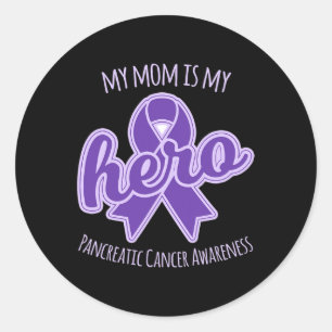 Sticker Rond Les ailes de ma mère couvrent mon coeur Cancer pan