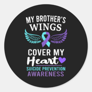 Sticker Rond Les ailes de mon frère Couvrent la sensibilisation