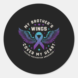Sticker Rond Les ailes de mon frère couvrent mon coeur Suicide 