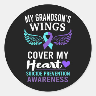 Sticker Rond Les ailes de mon grand-fils couvrent la sensibilis