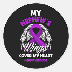 Sticker Rond Les ailes de mon neveu recouvrent mon cœur, fin de