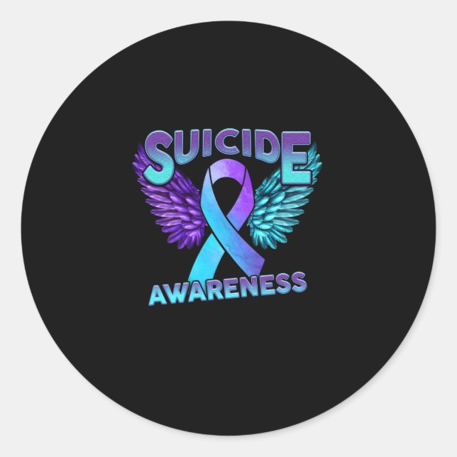Sticker Rond Les Ailes De Sensibilisation Au Suicide Et Le Suic (Devant)