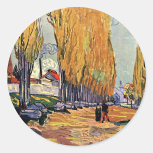 Sticker Rond Les Alyscamps (cimetière) par Vincent van Gogh