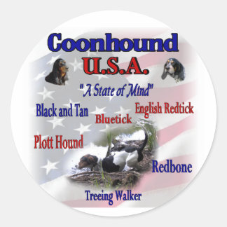 Sticker Rond Les Amateurs de Coonhound