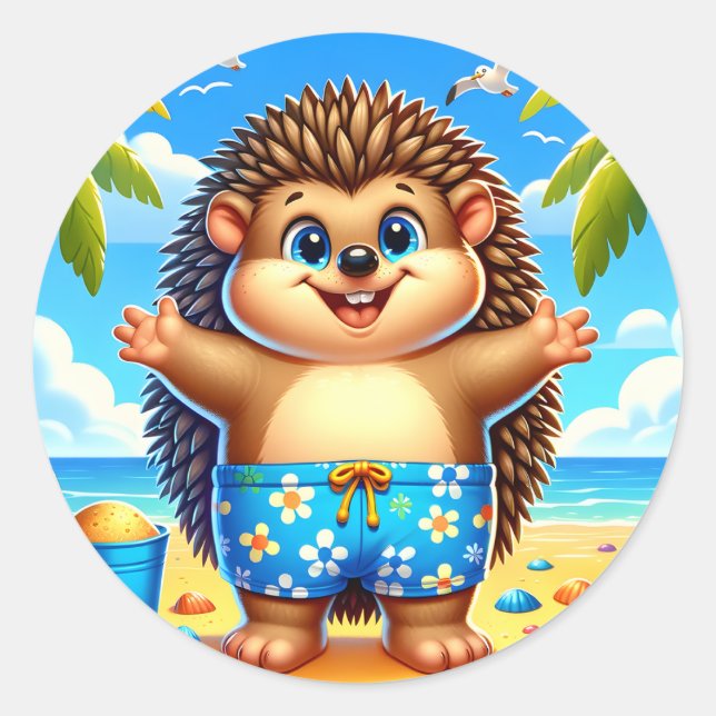 Sticker Rond Les amateurs de haies de plage (Devant)