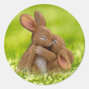 Sticker Rond Les amateurs de lapins de printemps