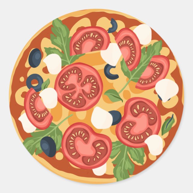 Sticker Rond Les amateurs de pizzas (Devant)