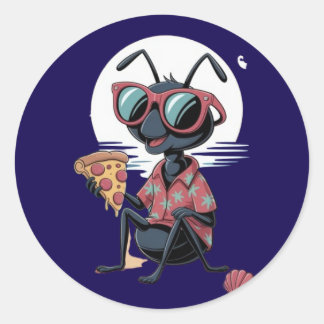 Sticker Rond Les amateurs de pizzas