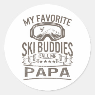 Sticker Rond Les amateurs de ski Papa Ski Goggles Snowboard Gra