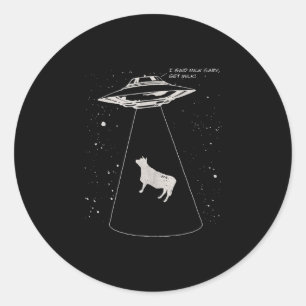 Sticker Rond Les amateurs de vaches   Drôle Vache Lait UFO souc