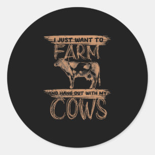 Sticker Rond Les amateurs de vaches Fermier Agritourisme Anim