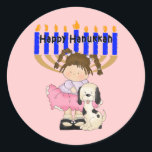 Sticker Rond Les Amis de Hanukkah<br><div class="desc">Bonne Hanoukka à tous nos amis, filles, garçons et enfants de tous âges. Les chiens chiots de Chanukah font de cette fête un cadeau encore meilleur.</div>