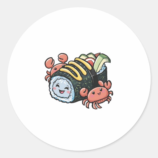 Sticker Rond Les amis du sushi (Devant)