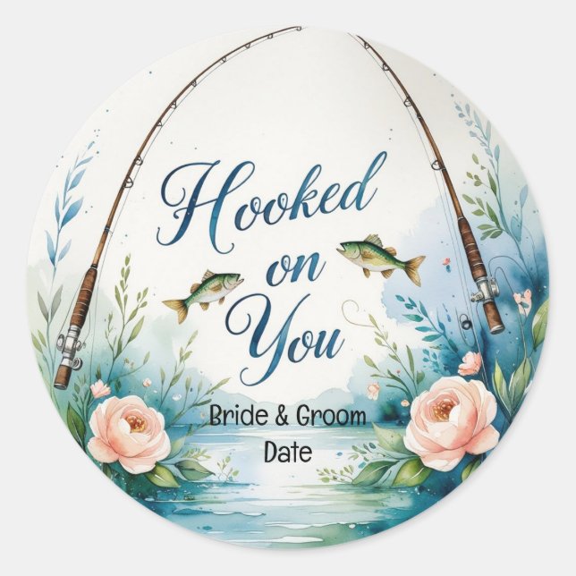 Sticker Rond Les amoureux de la pêche Hook sur vous (Devant)