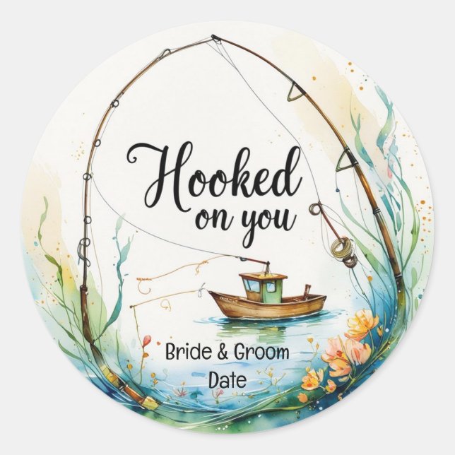 Sticker Rond Les amoureux de la pêche Hook sur vous (Devant)