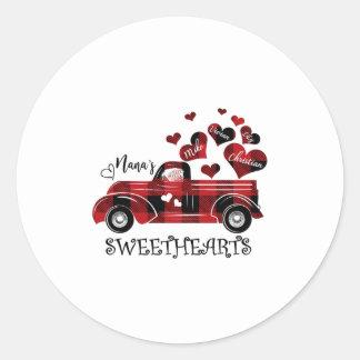 Sticker Rond Les amoureux de Nana Red Buffalo Plaid Truck Heart