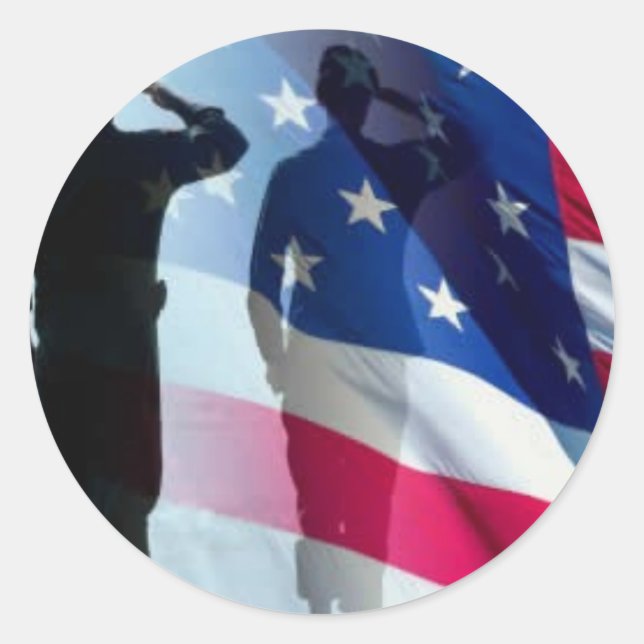 Sticker Rond Les anciens combattants saluent le patriotique du  (Devant)