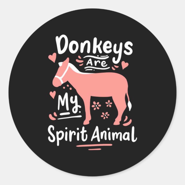Sticker Rond Les ânes sont mon esprit animal (Devant)