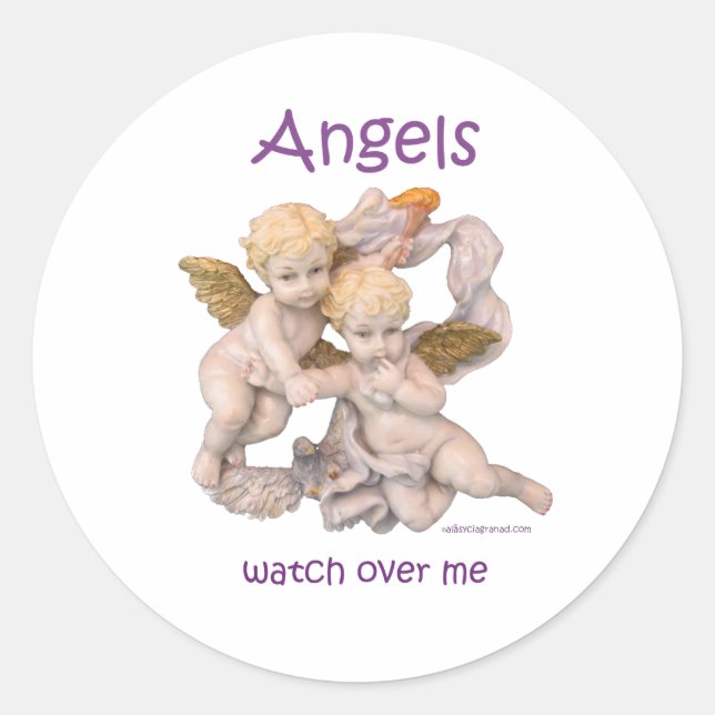 Sticker Rond Les anges me surveillent (Devant)