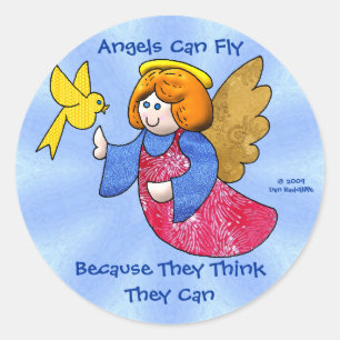 Sticker Rond Les anges peuvent voler