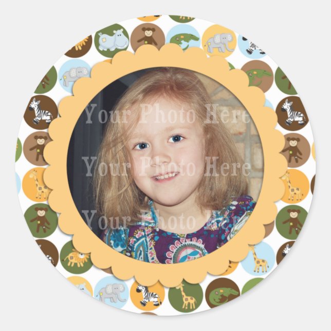 Sticker Rond Les animaux de la jungle mignons motif (Devant)