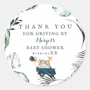 Sticker Rond Les Animaux De Safari Conduisent Par L'Or Baby sho