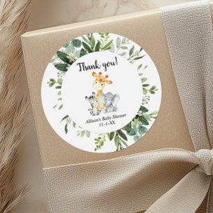 Sticker Rond Les animaux mignons baby shower non sexiste